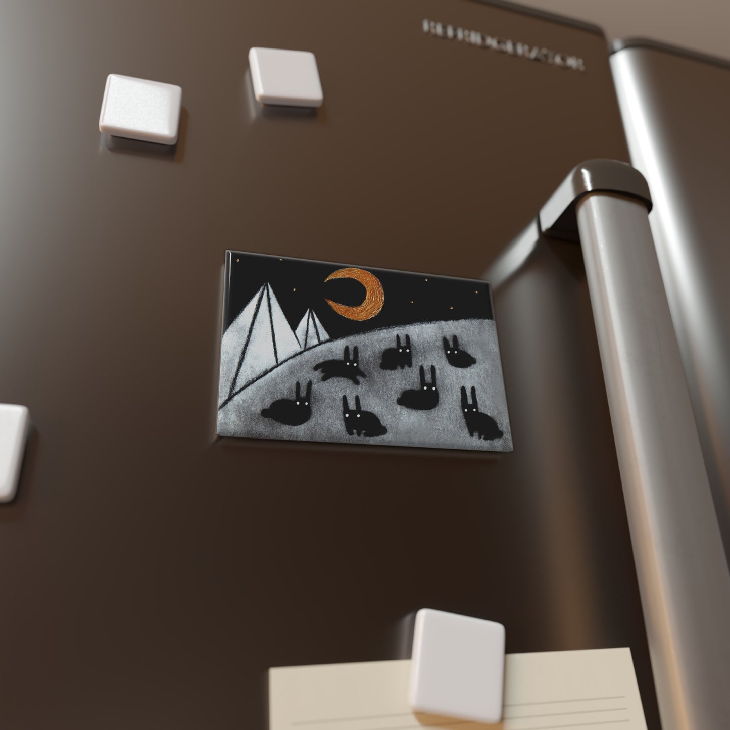 Black Rabbit Moon Fridge Magnet