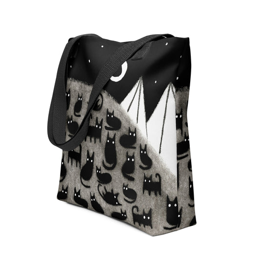 Black Cat Moon Tote Bag