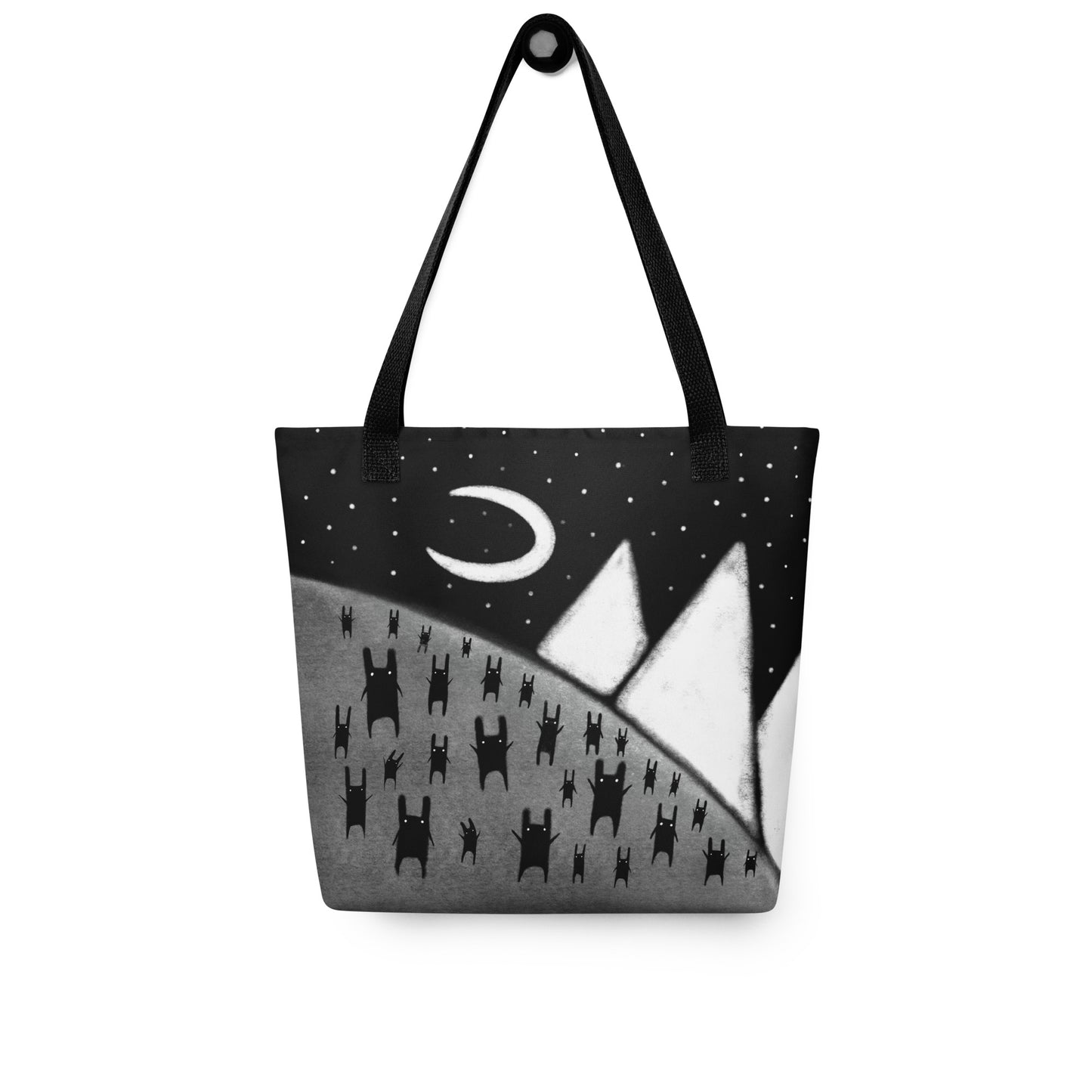 Black Rabbit Moon Tote Bag