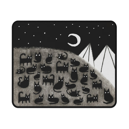 Black Cat Moon Mouse Pad