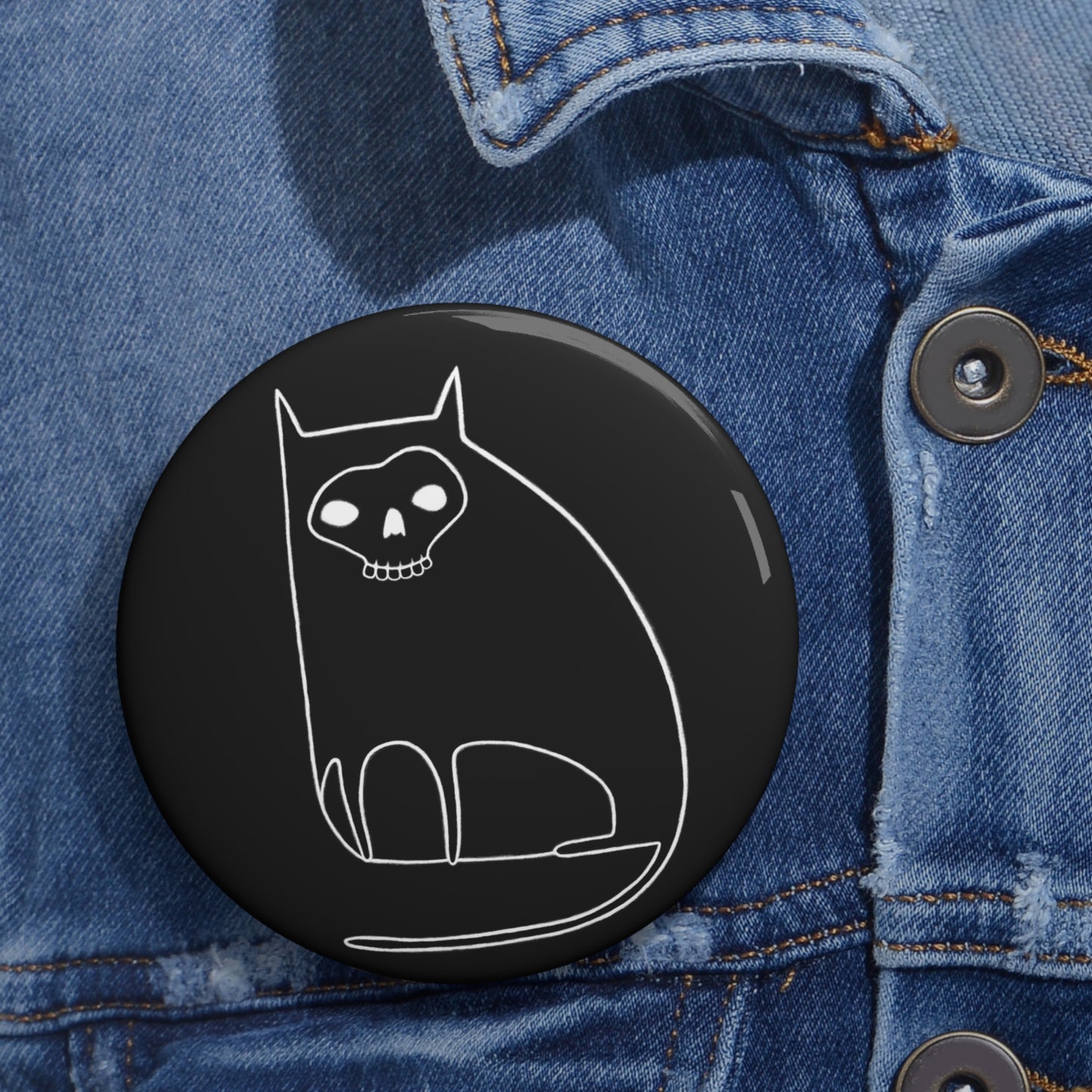 Skull Cat Button