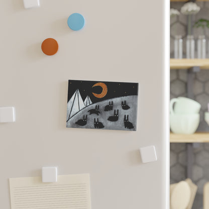 Black Rabbit Moon Fridge Magnet