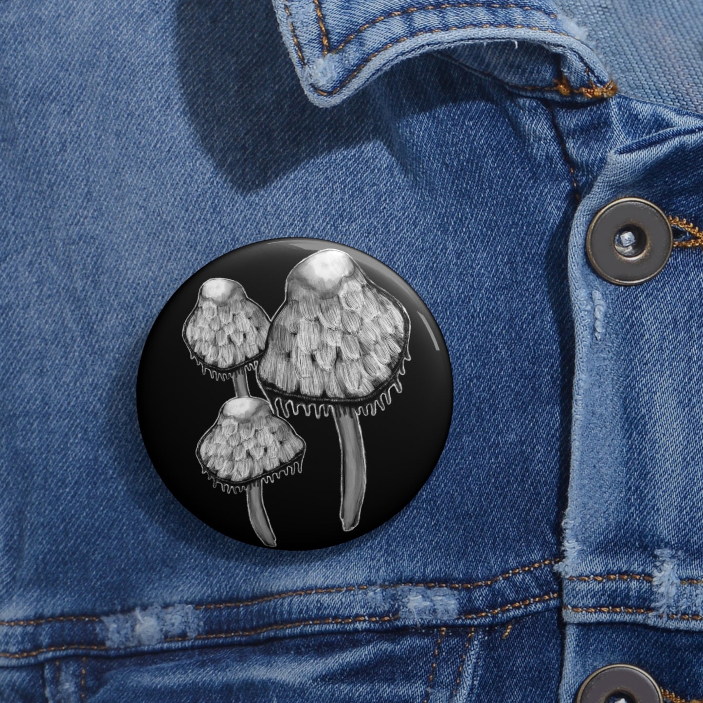 Shaggy Mane Mushroom Button
