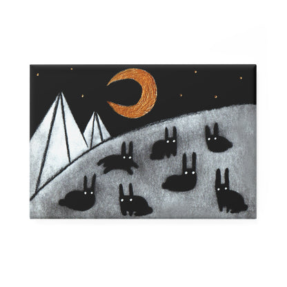 Black Rabbit Moon Fridge Magnet