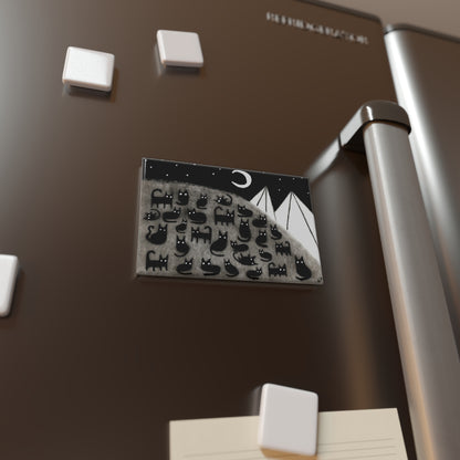 Black Cat Moon Fridge Magnet