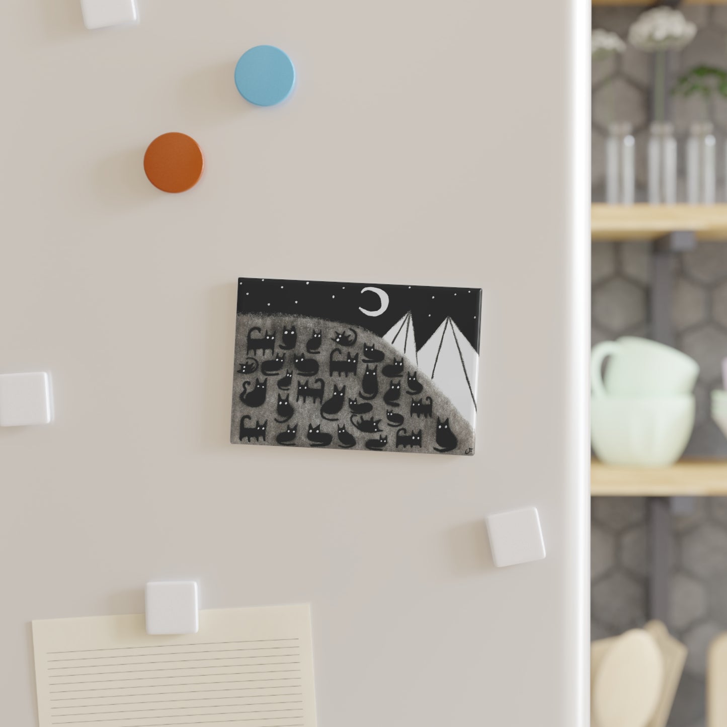Black Cat Moon Fridge Magnet
