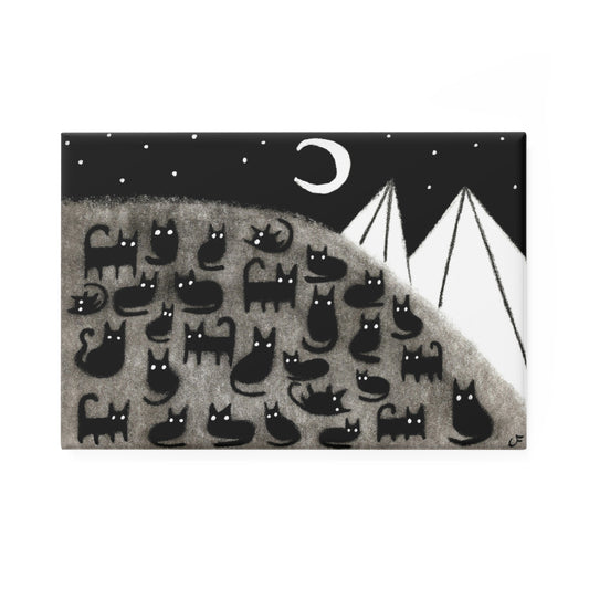 Black Cat Moon Fridge Magnet