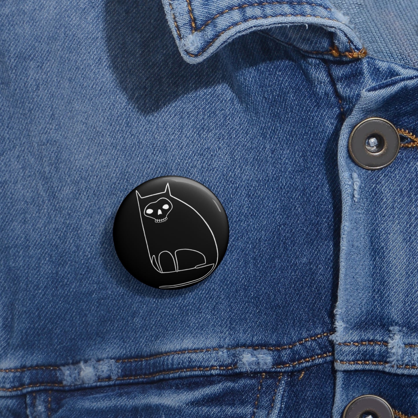 Skull Cat Button