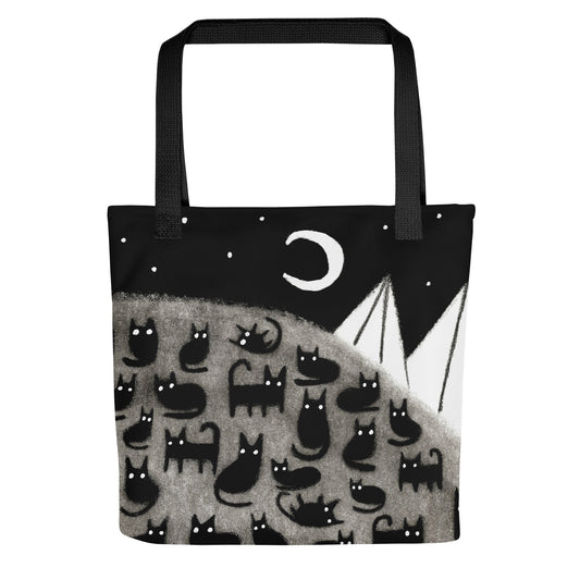 Black Cat Moon Tote Bag