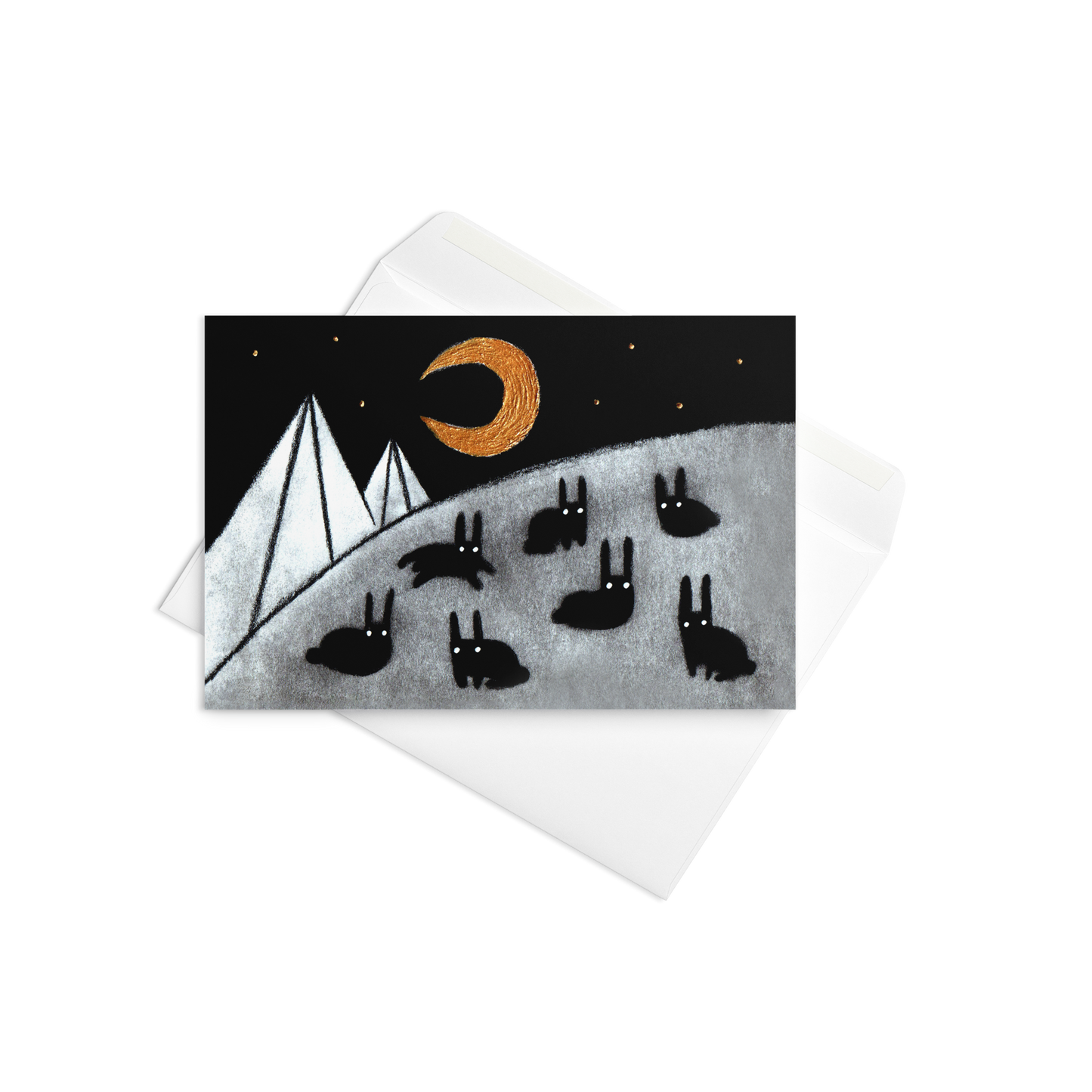 Black Rabbit Moon Greeting Card