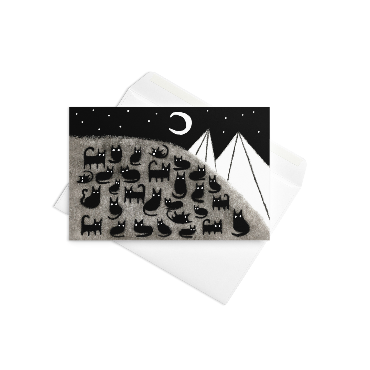 Black Cat Moon Greeting Card