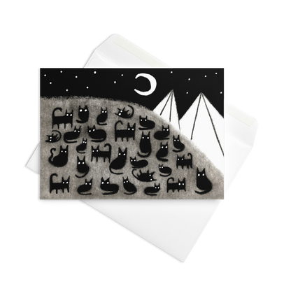 Black Cat Moon Greeting Card