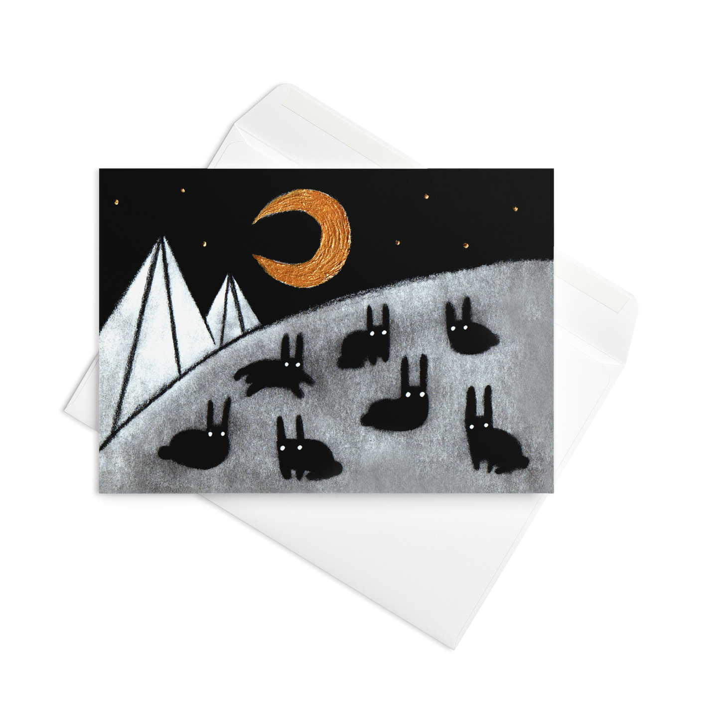 Black Rabbit Moon Greeting Card