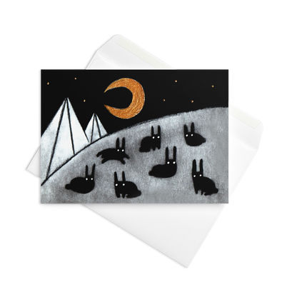 Black Rabbit Moon Greeting Card