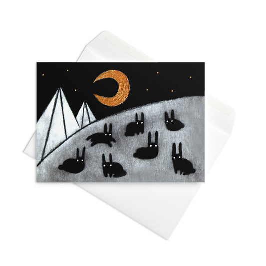 Black Rabbit Moon Greeting Card