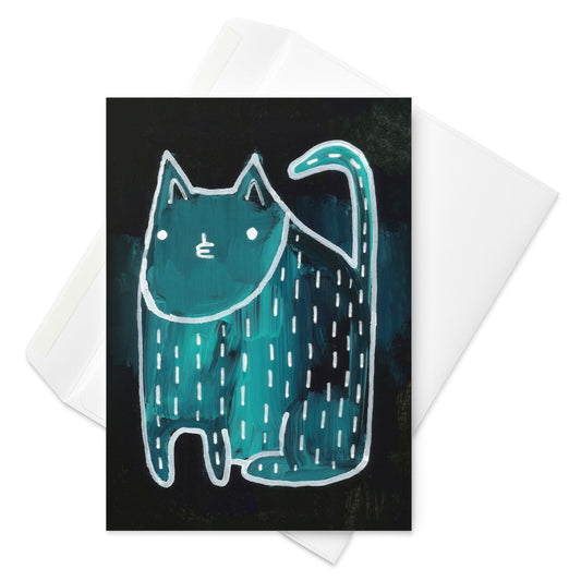 Blue Cat Greeting Card