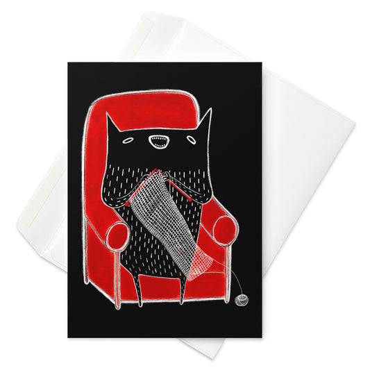 Knitting Monster Greeting Card