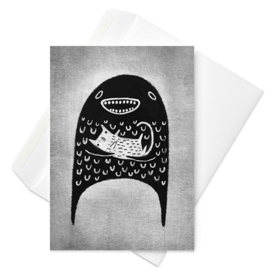 Monster and Cat Greeting Card