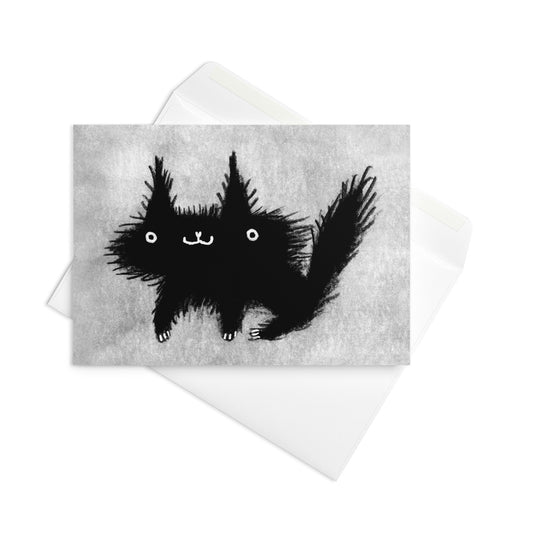Fluffy Black Cat Greeting Card