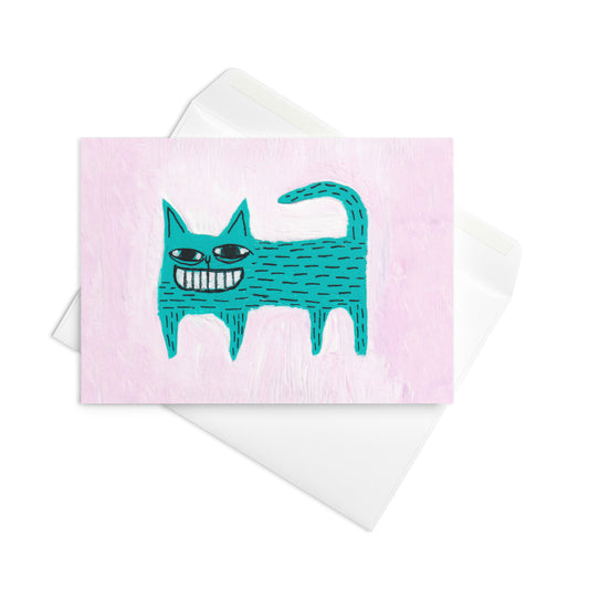 Blue Cat Greeting Card