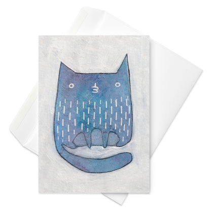 Blue Cat Greeting Card