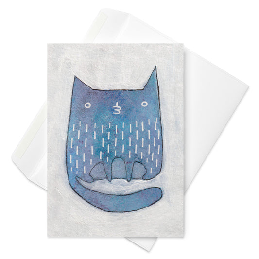 Blue Cat Greeting Card