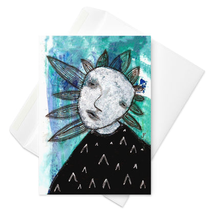 Folk Art Portrait Greeting Card