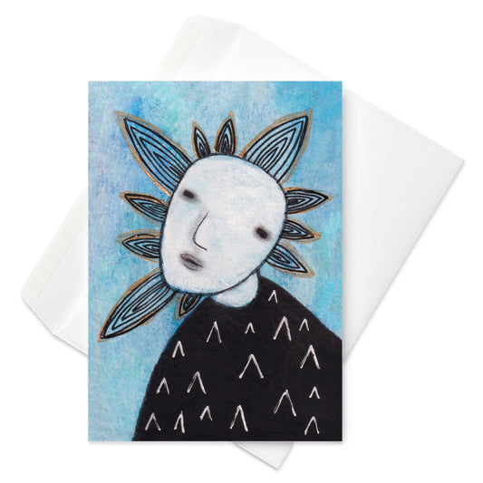 Folk Art Portrait Greeting Card