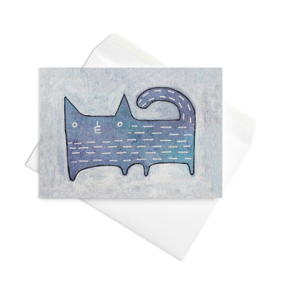 Blue Cat Greeting Card