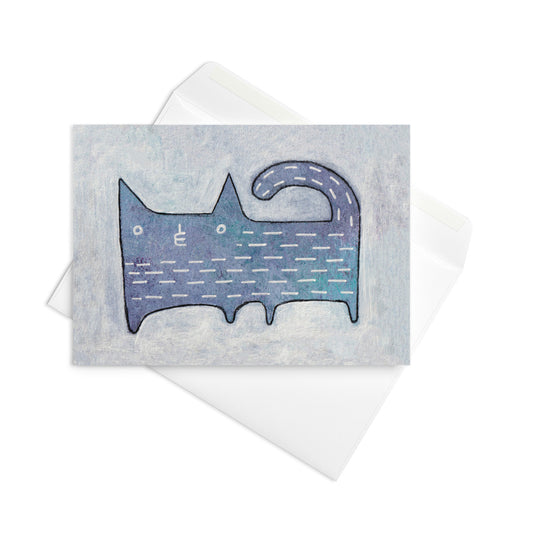 Blue Cat Greeting Card