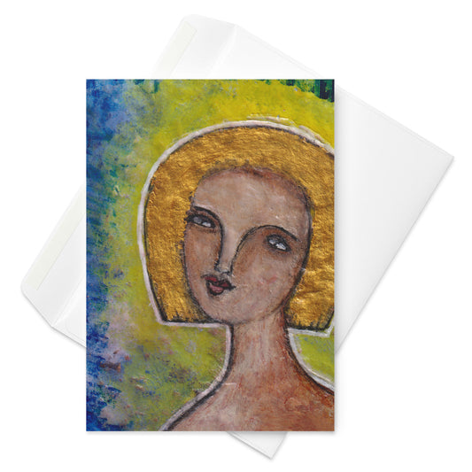 Folk Art Portrait Greeting Card