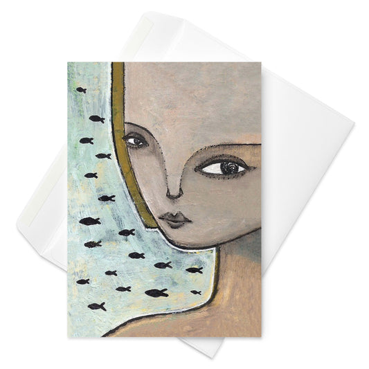 Folk Art Portrait Greeting Card