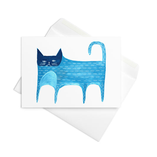 Blue Cat Greeting Card