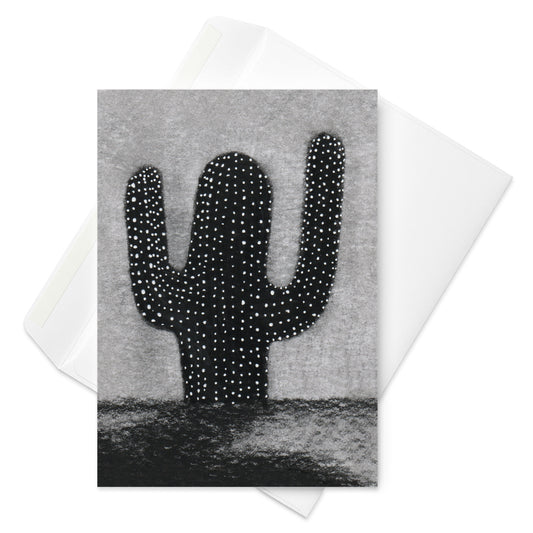 Black Cactus Greeting Card