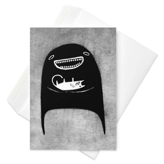 Monster and Cat Greeting Card
