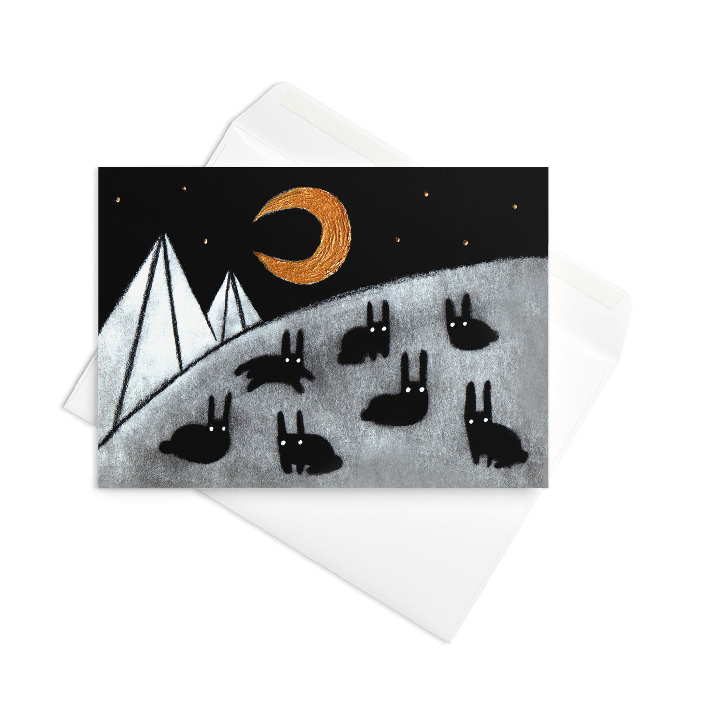 Black Rabbit Moon Greeting Card