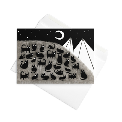 Black Cat Moon Greeting Card