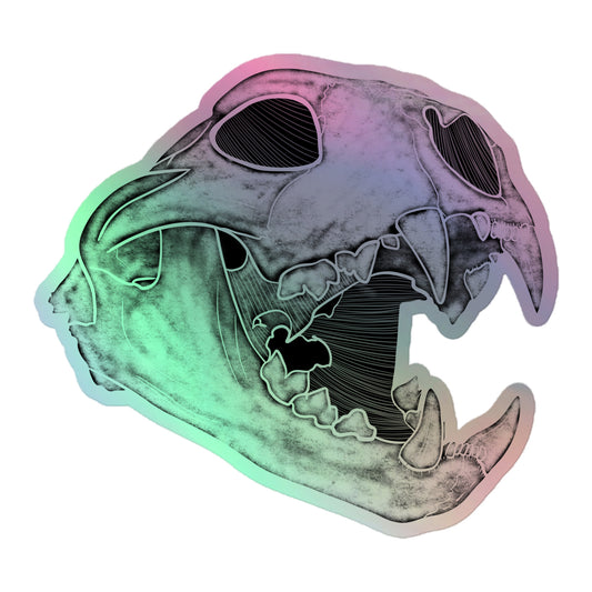 Cat Skull Holographic Sticker