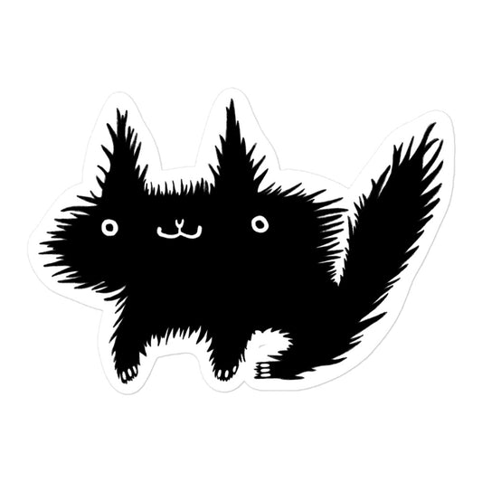 Fluffy Black Cat Sticker