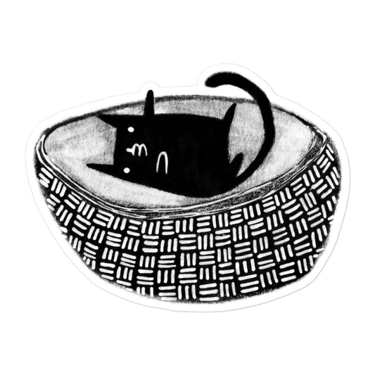 Black Cat in a Basket Sticker