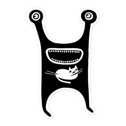 Monster Holding a Cat Sticker