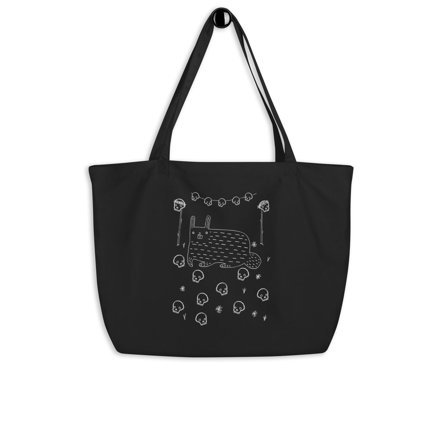 Skull Rabbit Tote Bag (Large Cotton Tote Bag)