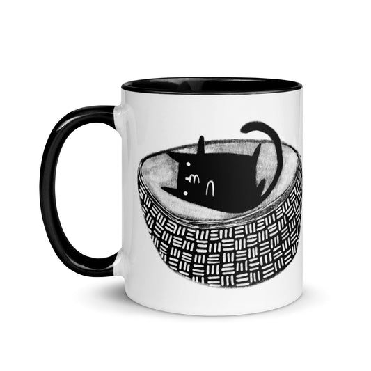Black Cat in a Basket Mug