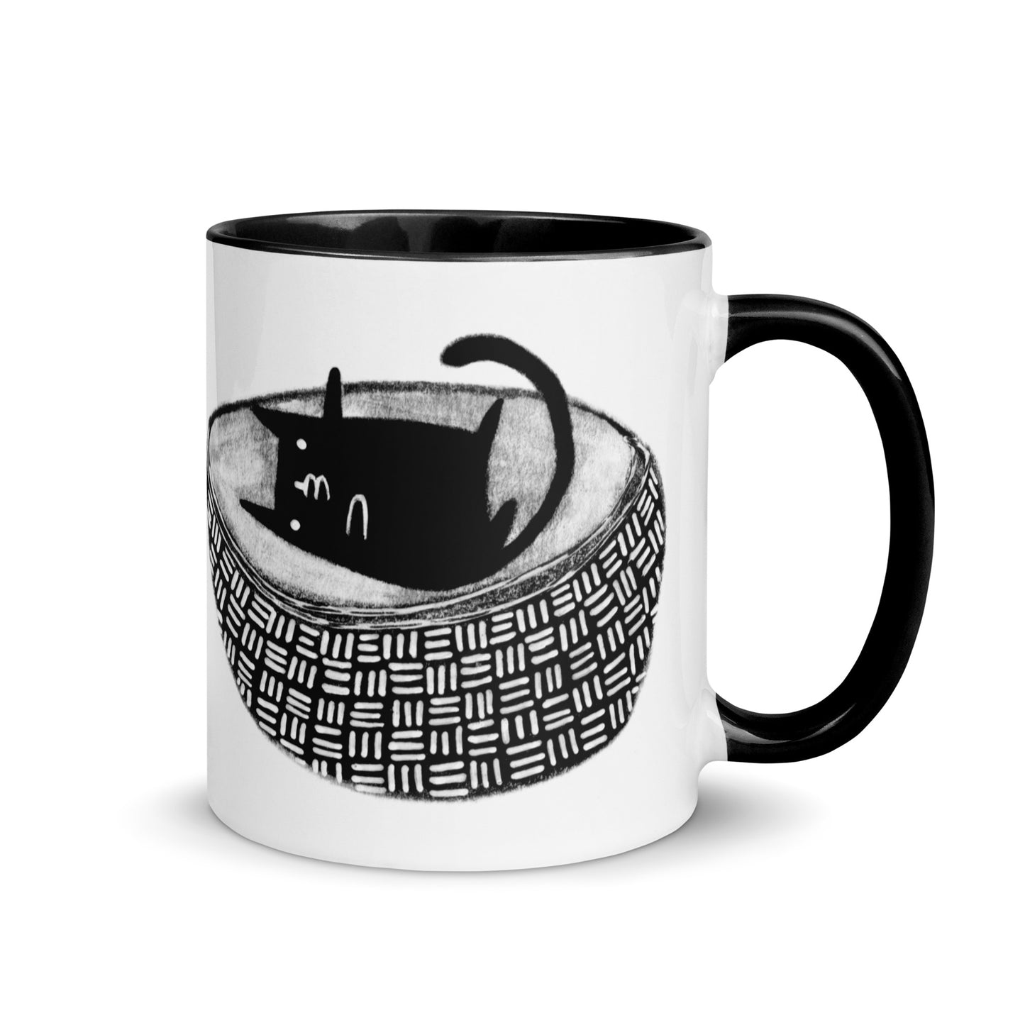 Black Cat in a Basket Mug